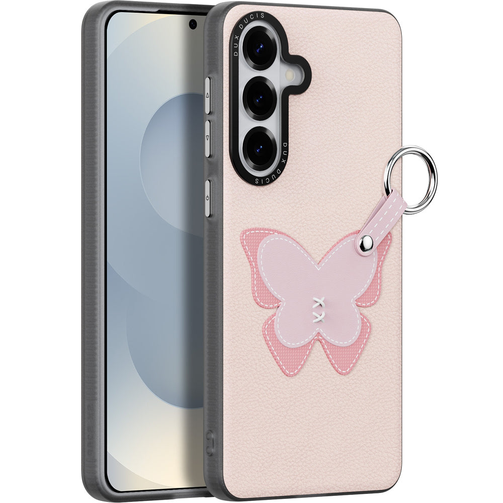 Handyhülle mit Trageband für Galaxy S26 Plus, Dux Ducis Luvy, Rosa mit Schmetterling