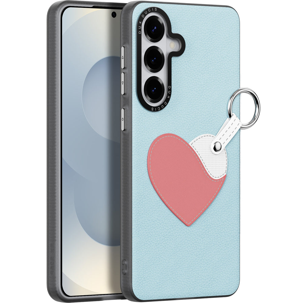 Handyhülle mit Trageband für Galaxy S26 Plus, Dux Ducis Luvy, Blau mit Rosa Herz
