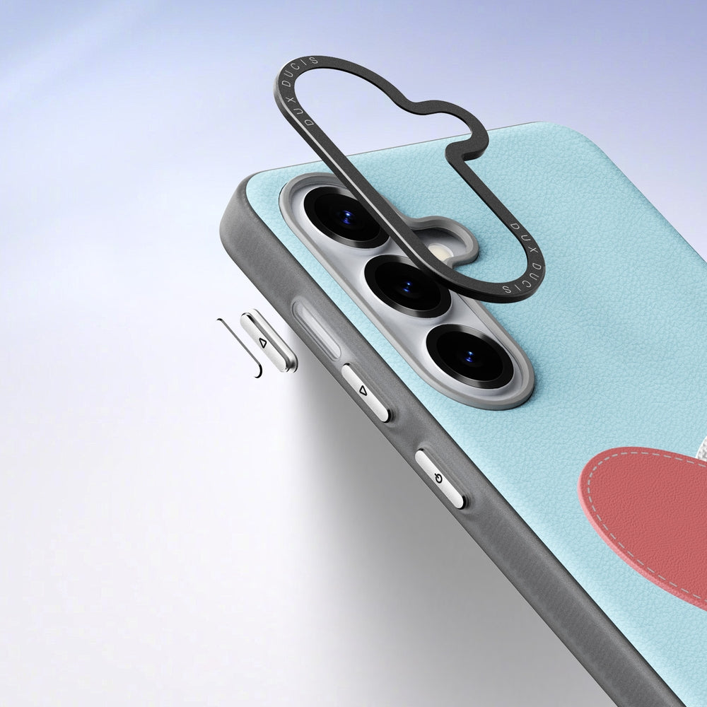 Handyhülle mit Trageband für Galaxy S26 Plus, Dux Ducis Luvy, Blau mit Rosa Herz