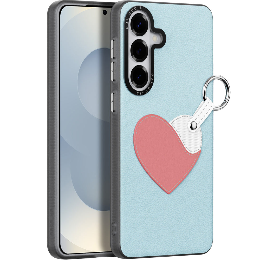Handyhülle mit Trageband für Galaxy S26, Dux Ducis Luvy, Blau mit Rosa Herz
