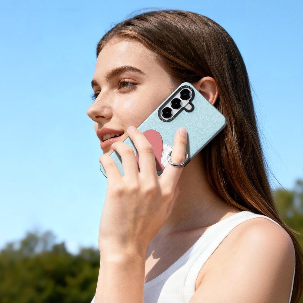 Handyhülle mit Trageband für Galaxy S26, Dux Ducis Luvy, Blau mit Rosa Herz