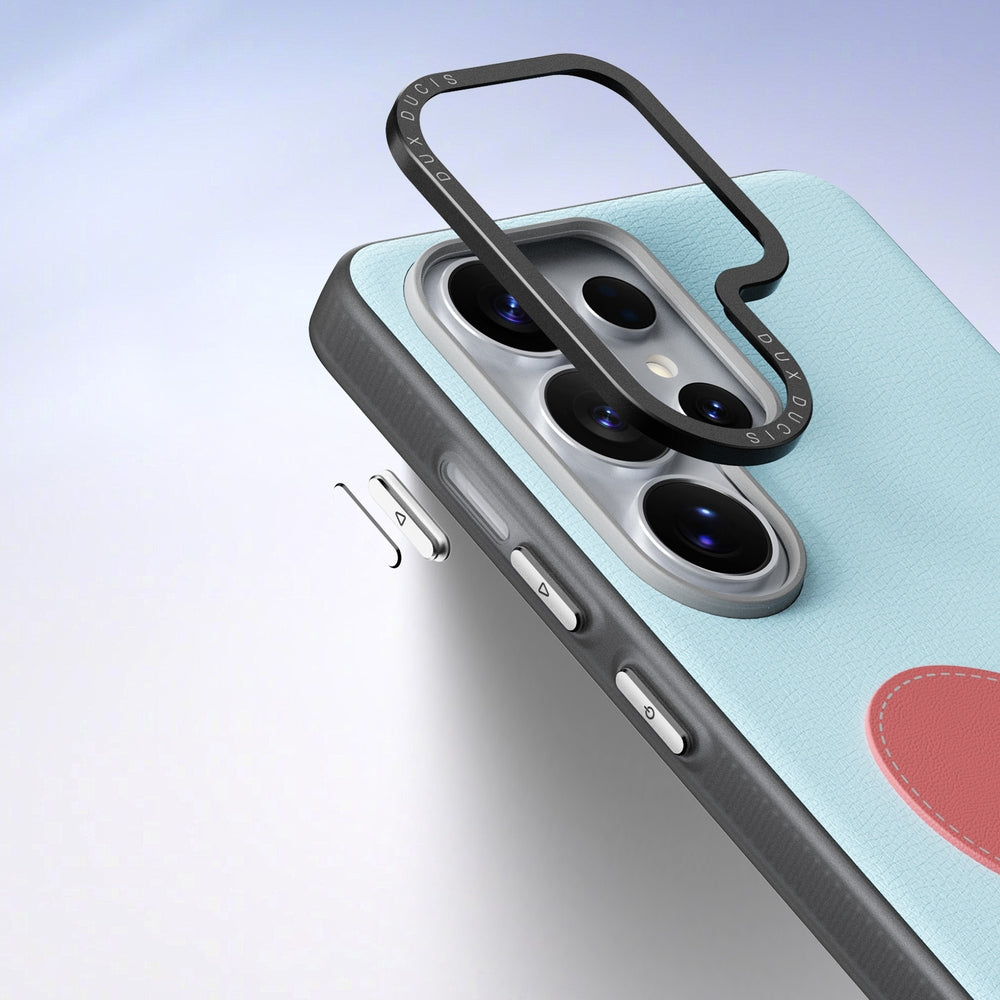 Handyhülle mit Trageband für Galaxy S26 Ultra, Dux Ducis Luvy, Blau mit Rosa Herz