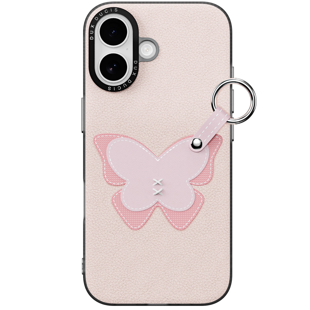 Handyhülle mit Trageband für iPhone 17, Dux Ducis Luvy, Rosa mit Schmetterling
