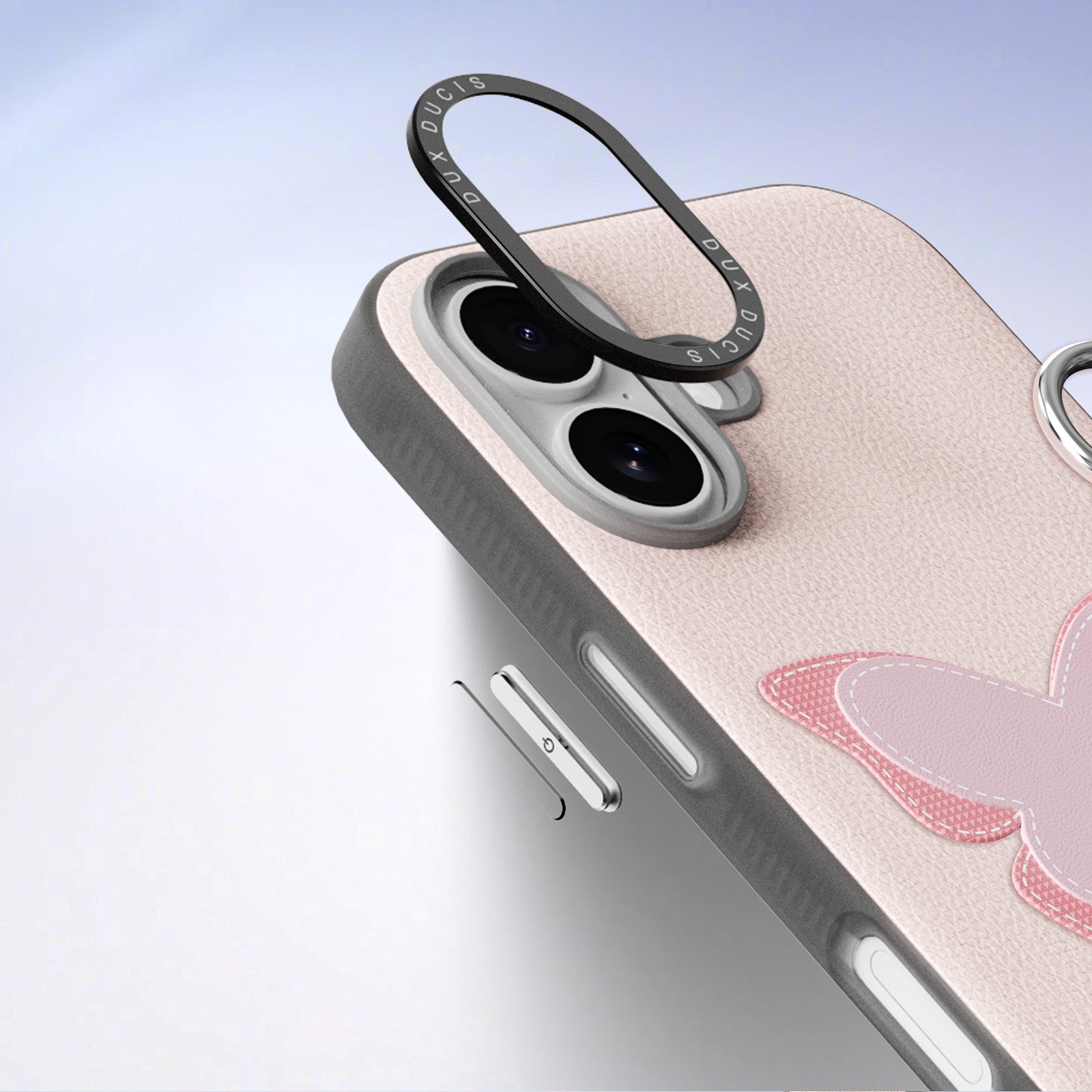 Handyhülle mit Trageband für iPhone 17, Dux Ducis Luvy, Rosa mit Schmetterling