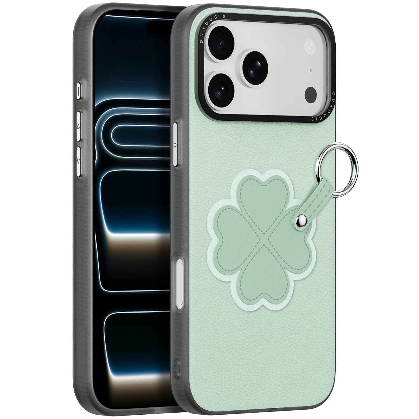 Handyhülle mit Trageband für iPhone 17 Pro, Dux Ducis Luvy, Grün mit Klee