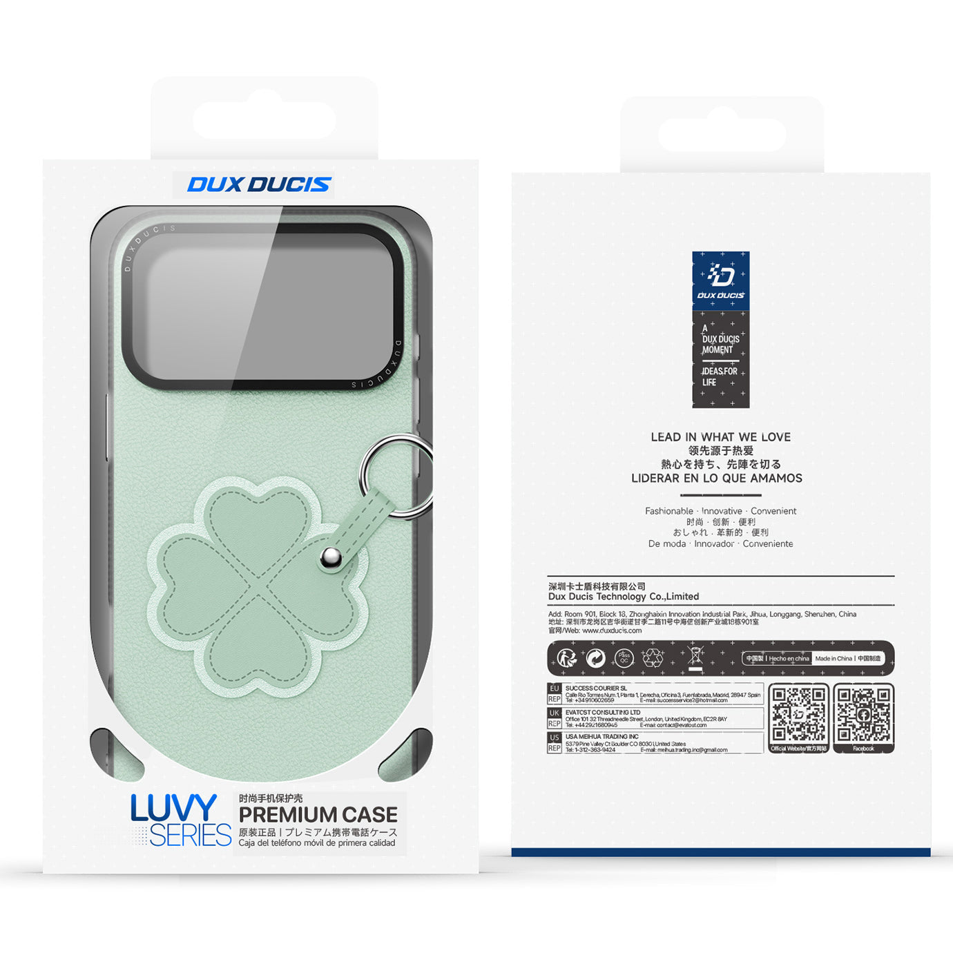 Handyhülle mit Trageband für iPhone 17 Pro, Dux Ducis Luvy, Grün mit Klee