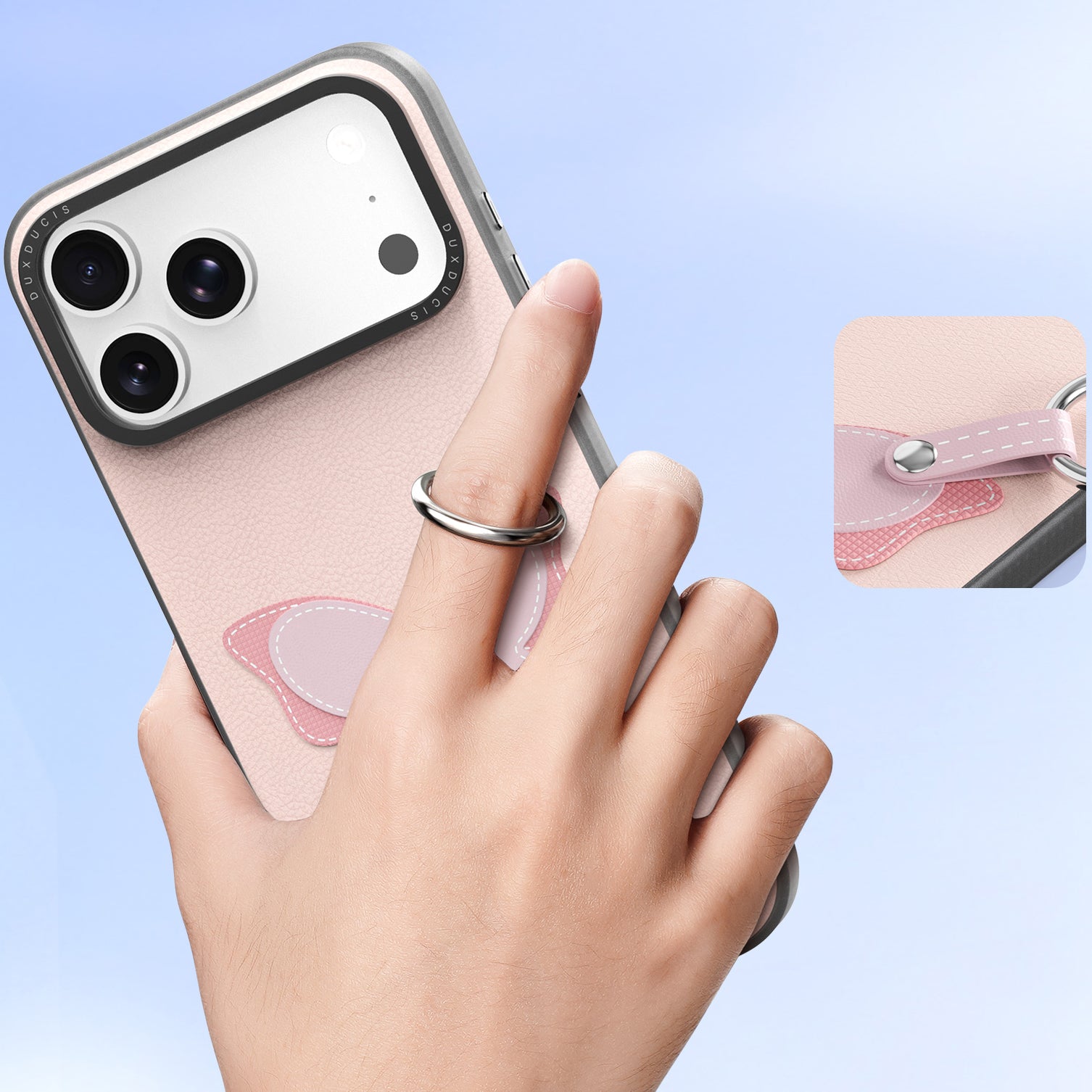 Handyhülle mit Trageband für iPhone 17 Pro, Dux Ducis Luvy, Rosa mit S