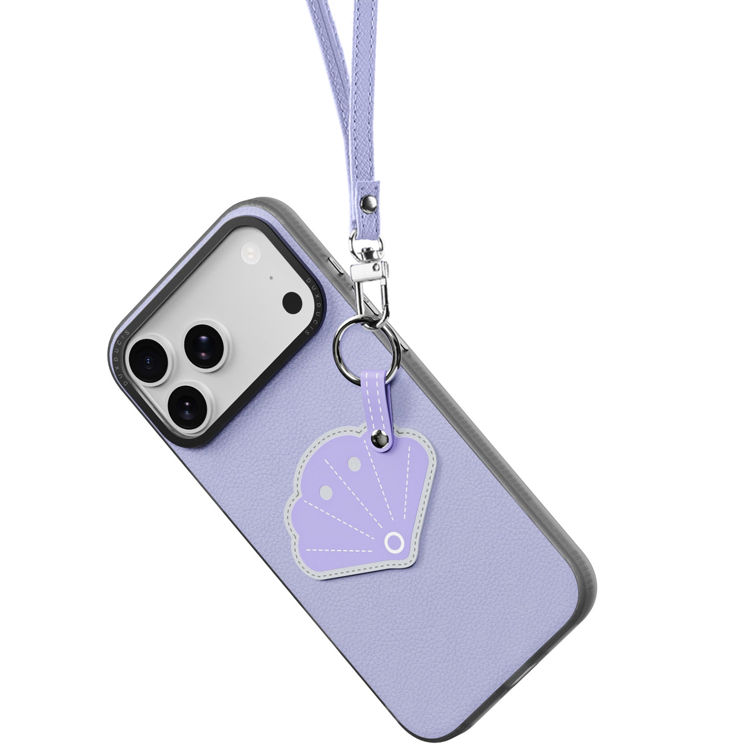 Handyhülle mit Trageband für iPhone 17 Pro, Dux Ducis Luvy, Violett mit Muschel