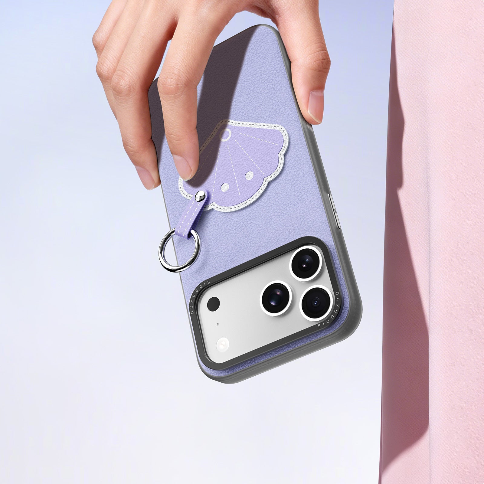 Handyhülle mit Trageband für iPhone 17 Pro, Dux Ducis Luvy, Violett mit Muschel