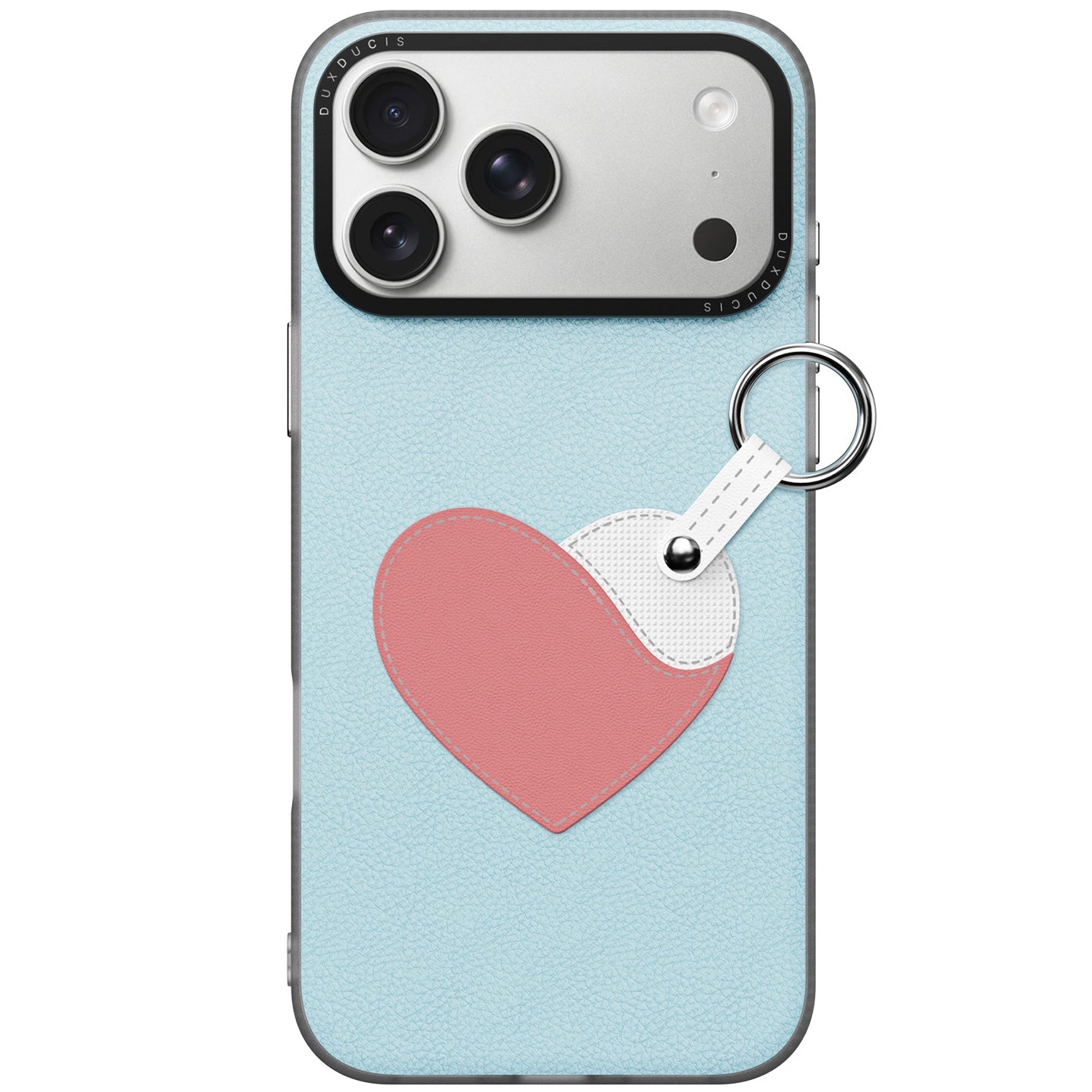 Handyhülle mit Trageband für iPhone 17 Pro Max, Dux Ducis Luvy, Blau mit Rosa Herz