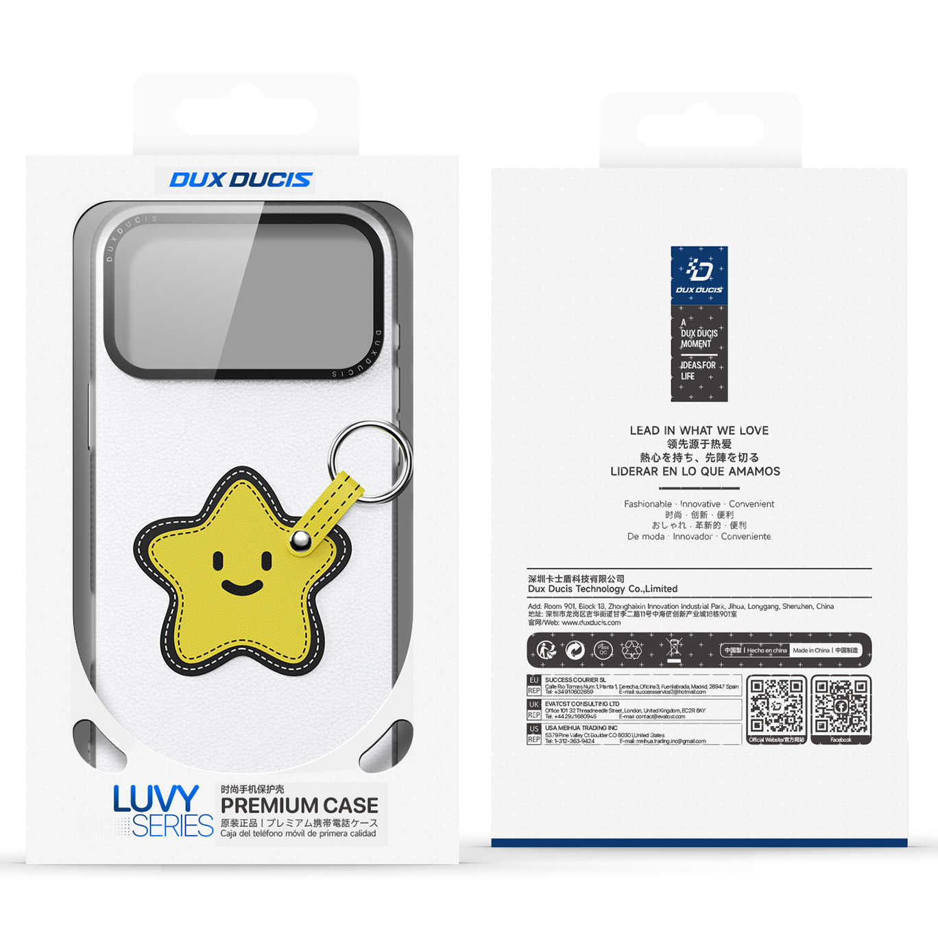 Handyhülle mit Trageband für iPhone 17 Pro Max, Dux Ducis Luvy, Weiß mit gelbem Stern