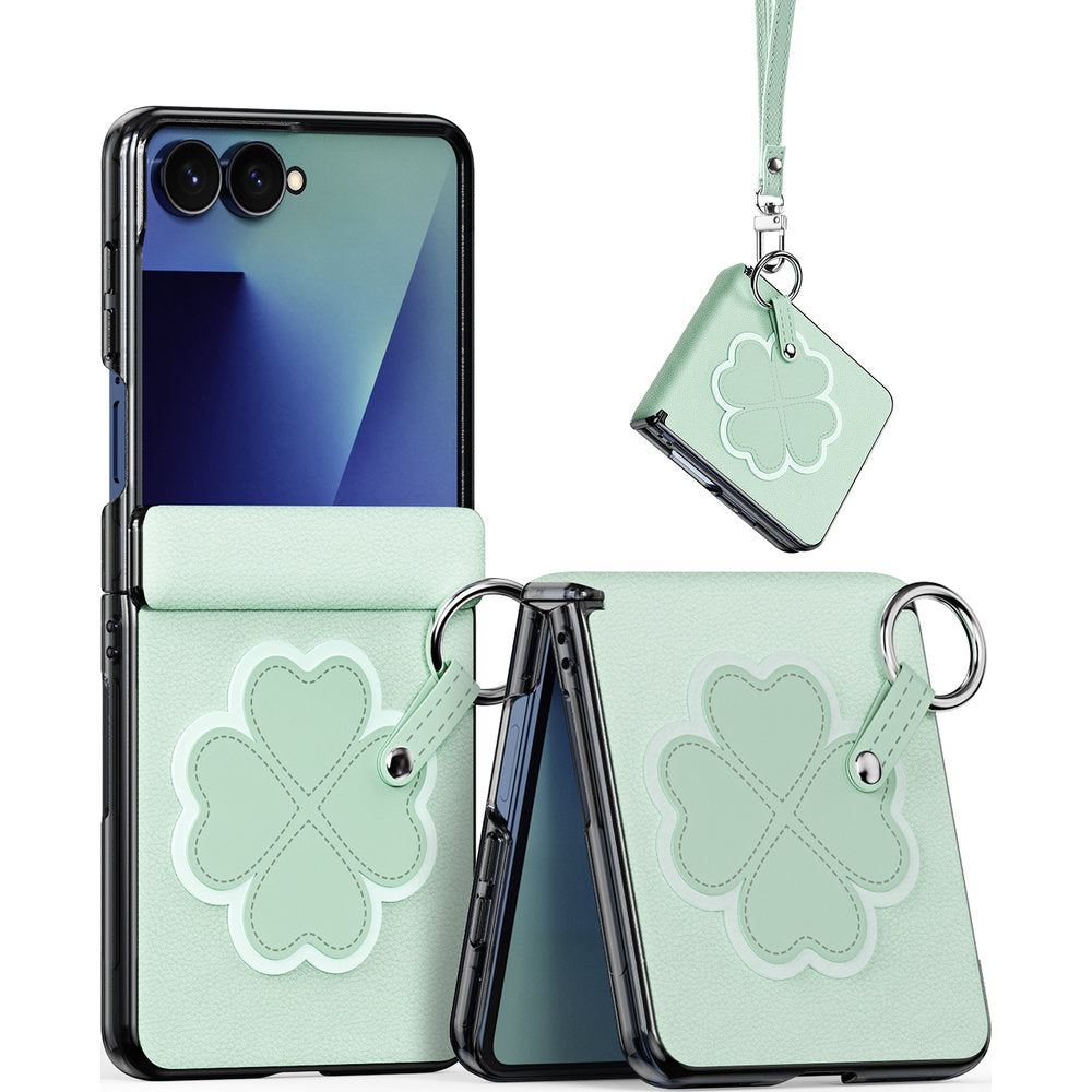 Handyhülle mit Trageband für Galaxy Z Flip8, Dux Ducis Luvy, Grün mit Klee (2/7)