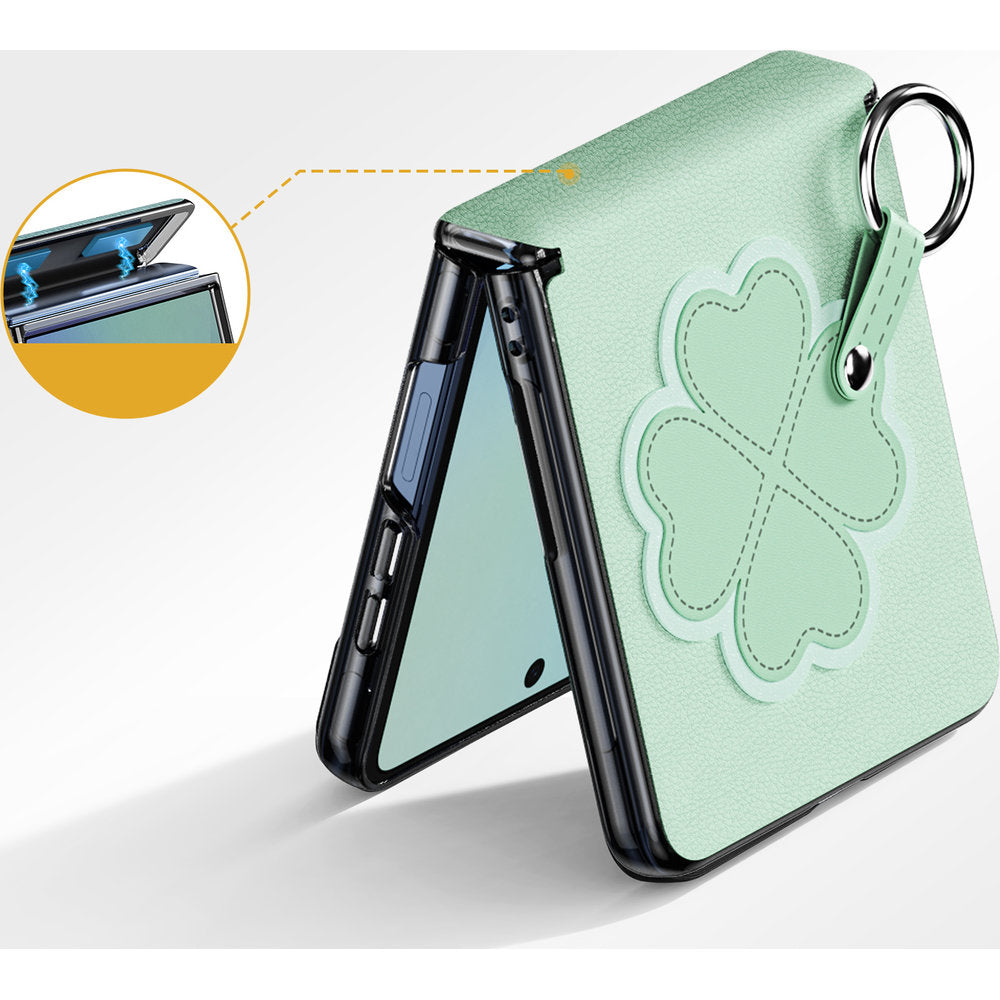Handyhülle mit Trageband für Galaxy Z Flip8, Dux Ducis Luvy, Grün mit Klee (4/7)