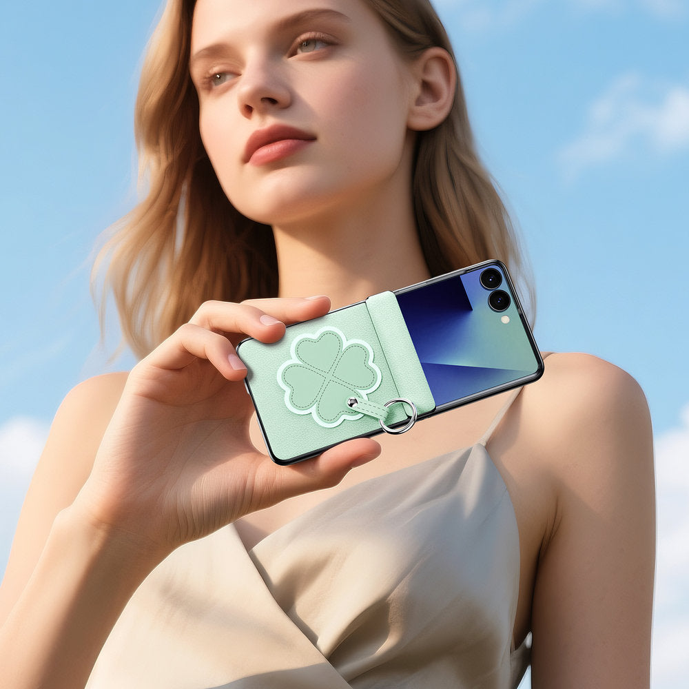 Handyhülle mit Trageband für Galaxy Z Flip8, Dux Ducis Luvy, Grün mit Klee (7/7)