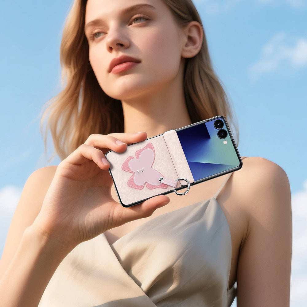 Handyhülle mit Trageband für Galaxy Z Flip8, Dux Ducis Luvy, Rosa mit Schmetterling (7/7)