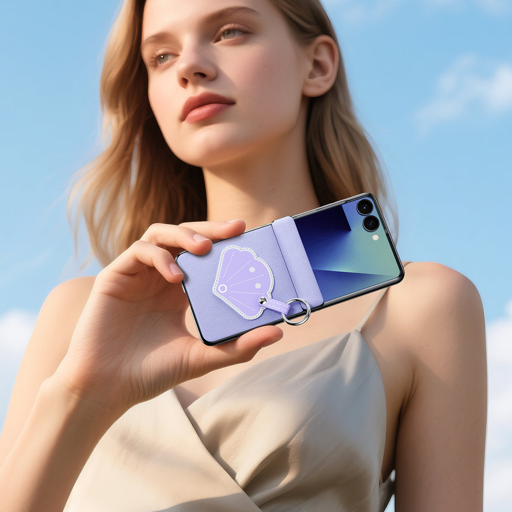 Handyhülle mit Trageband für Galaxy Z Flip8, Dux Ducis Luvy, Violett mit Muschel (7/7)