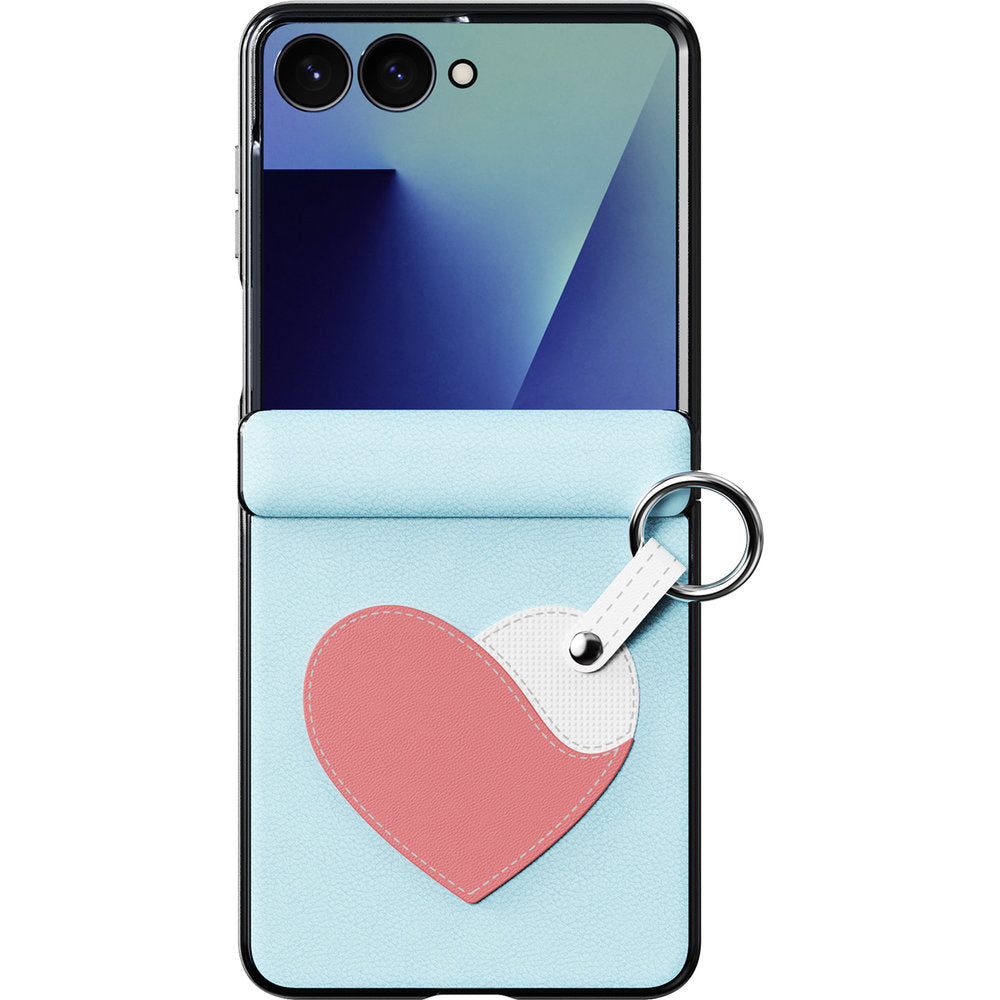 Handyhülle mit Trageband für Galaxy Z Flip8, Dux Ducis Luvy, Blau mit Rosa Herz (1/7)
