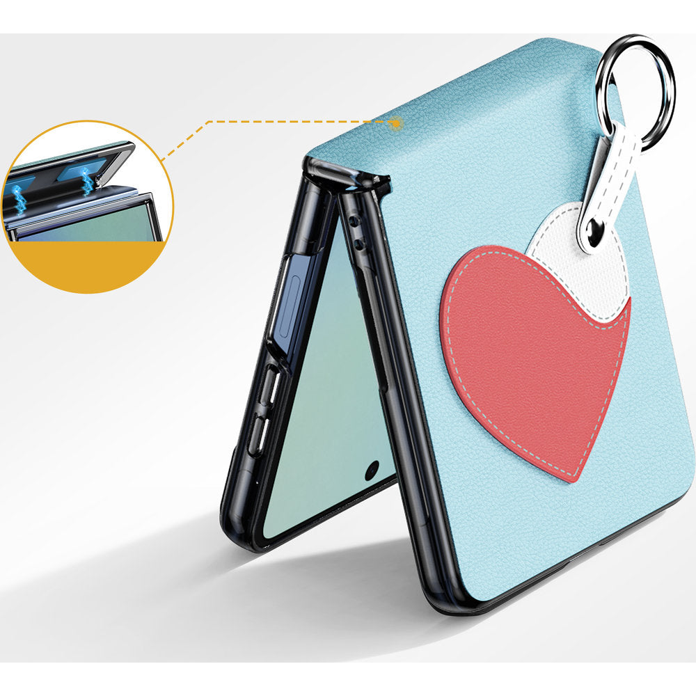 Handyhülle mit Trageband für Galaxy Z Flip8, Dux Ducis Luvy, Blau mit Rosa Herz (4/7)