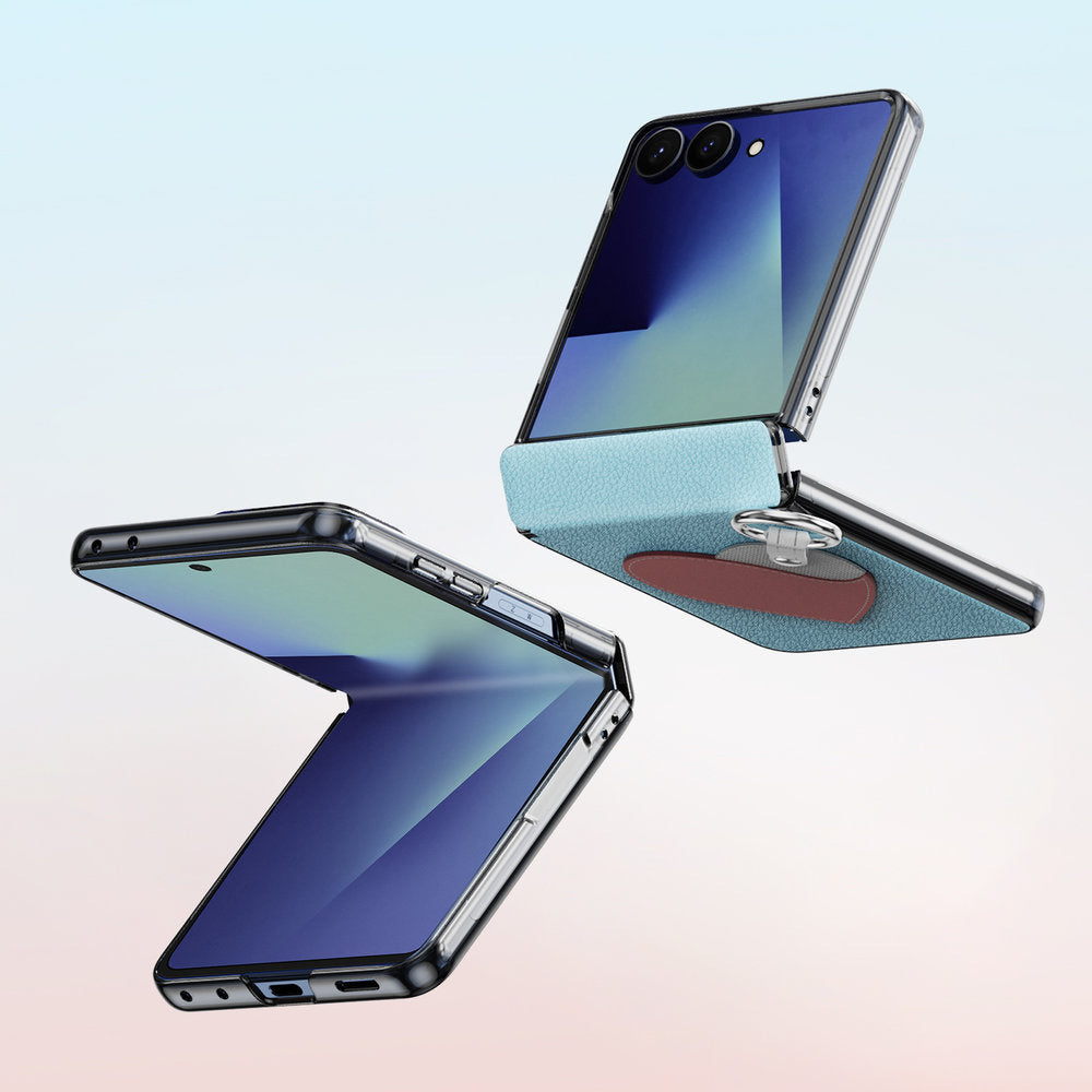 Handyhülle mit Trageband für Galaxy Z Flip8, Dux Ducis Luvy, Blau mit Rosa Herz (6/7)