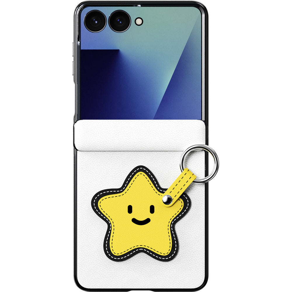 Handyhülle mit Trageband für Galaxy Z Flip8, Dux Ducis Luvy, Weiß mit gelbem Stern (1/7)