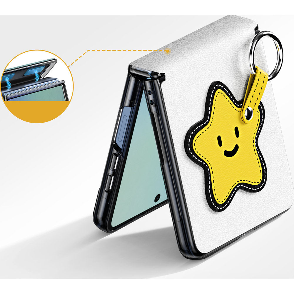 Handyhülle mit Trageband für Galaxy Z Flip8, Dux Ducis Luvy, Weiß mit gelbem Stern (4/7)