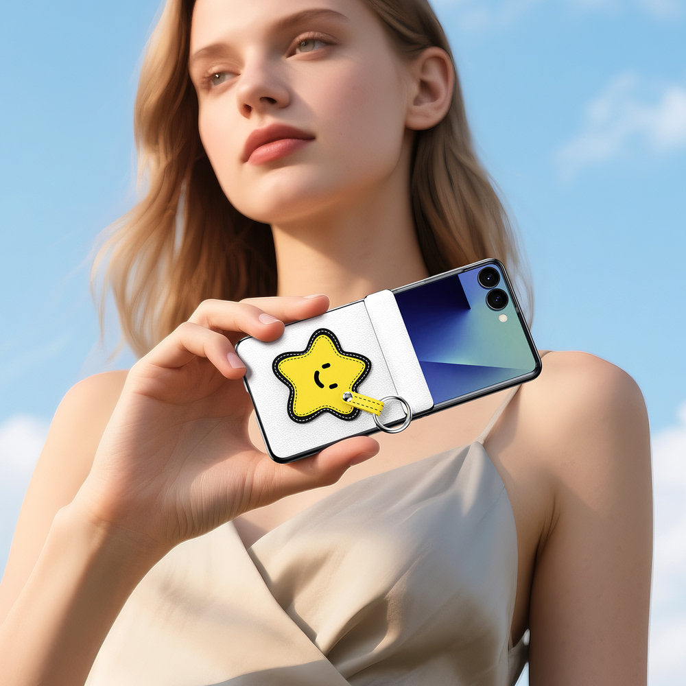 Handyhülle mit Trageband für Galaxy Z Flip8, Dux Ducis Luvy, Weiß mit gelbem Stern (7/7)