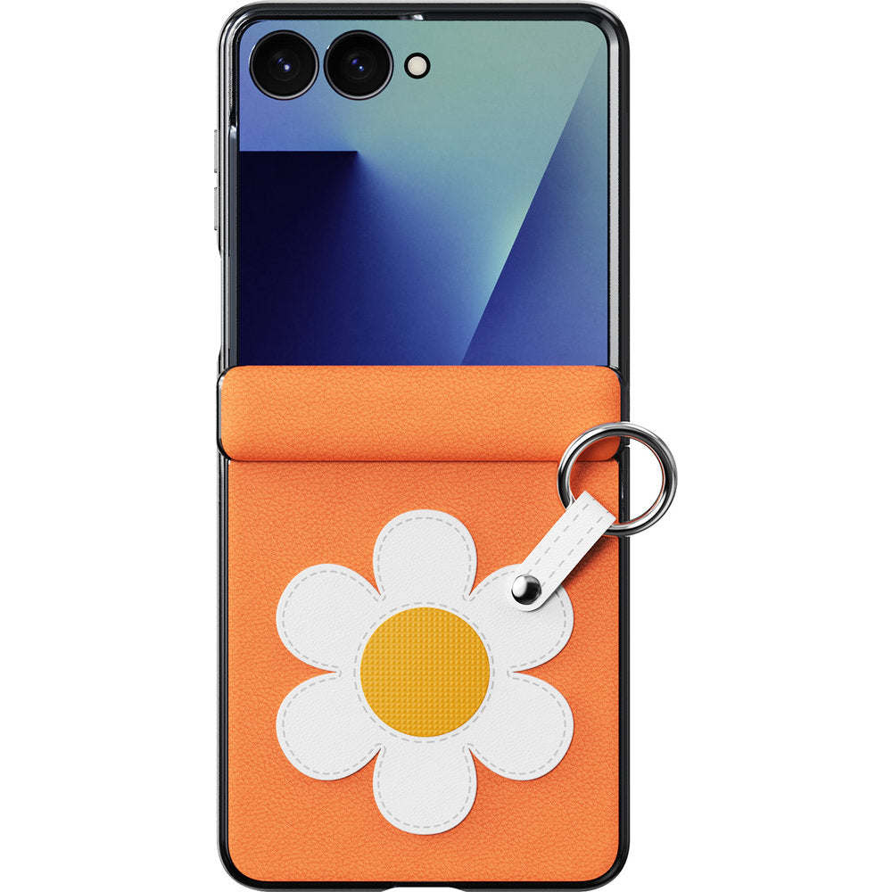 Handyhülle mit Trageband für Galaxy Z Flip8, Dux Ducis Luvy, Orange mit Gänseblümchen (1/7)