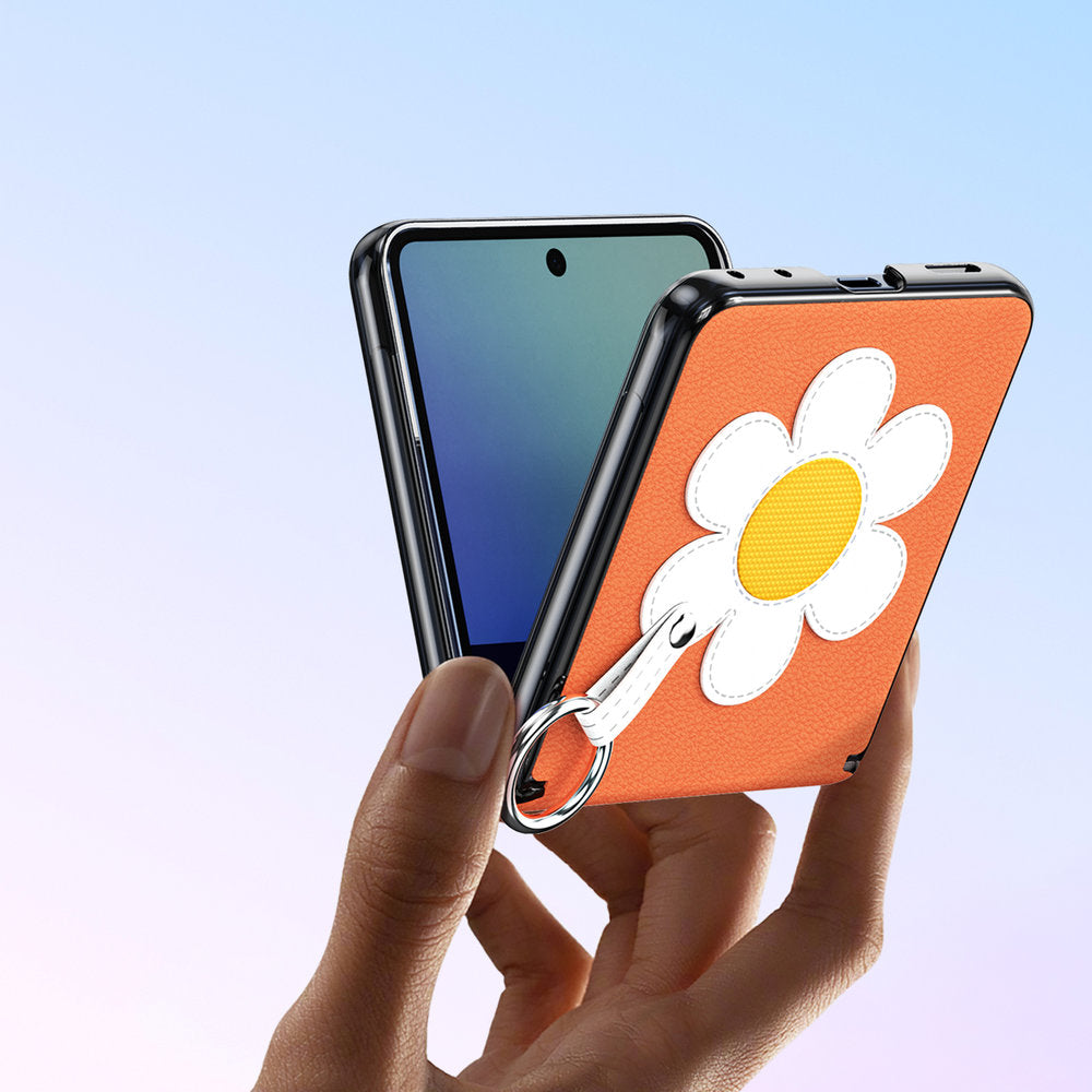 Handyhülle mit Trageband für Galaxy Z Flip8, Dux Ducis Luvy, Orange mit Gänseblümchen (5/7)