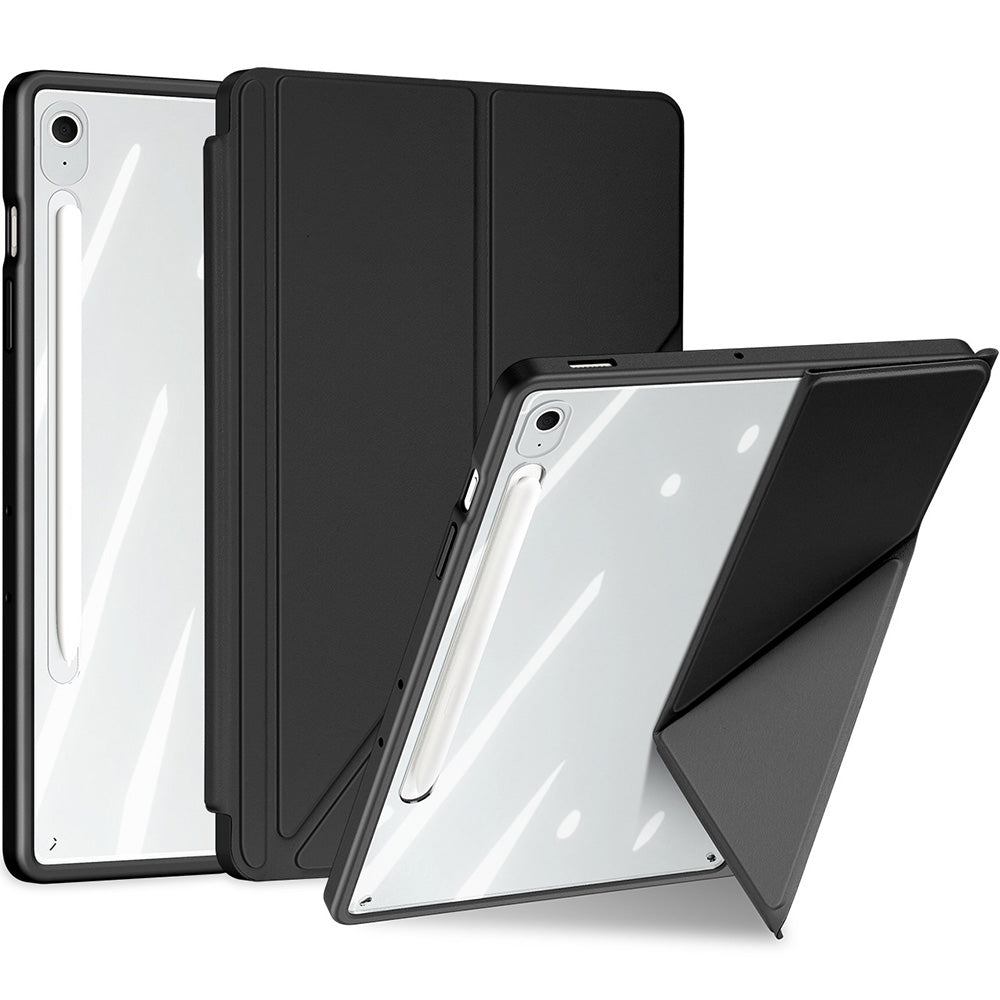 Schutzhülle mit Klappe für Galaxy Tab S10 FE Plus, Dux Ducis Magi, Transparent und Schwarz