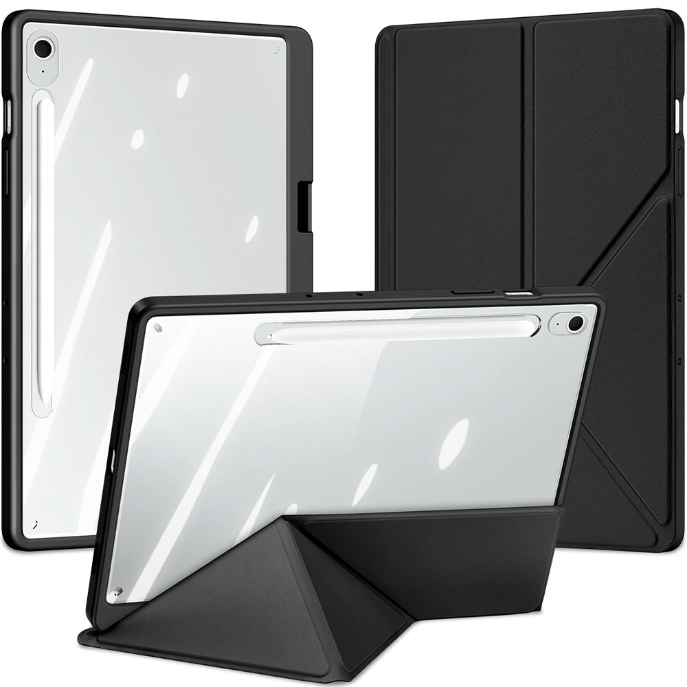 Schutzhülle mit Klappe für Galaxy Tab S10 FE Plus, Dux Ducis Magi, Transparent und Schwarz