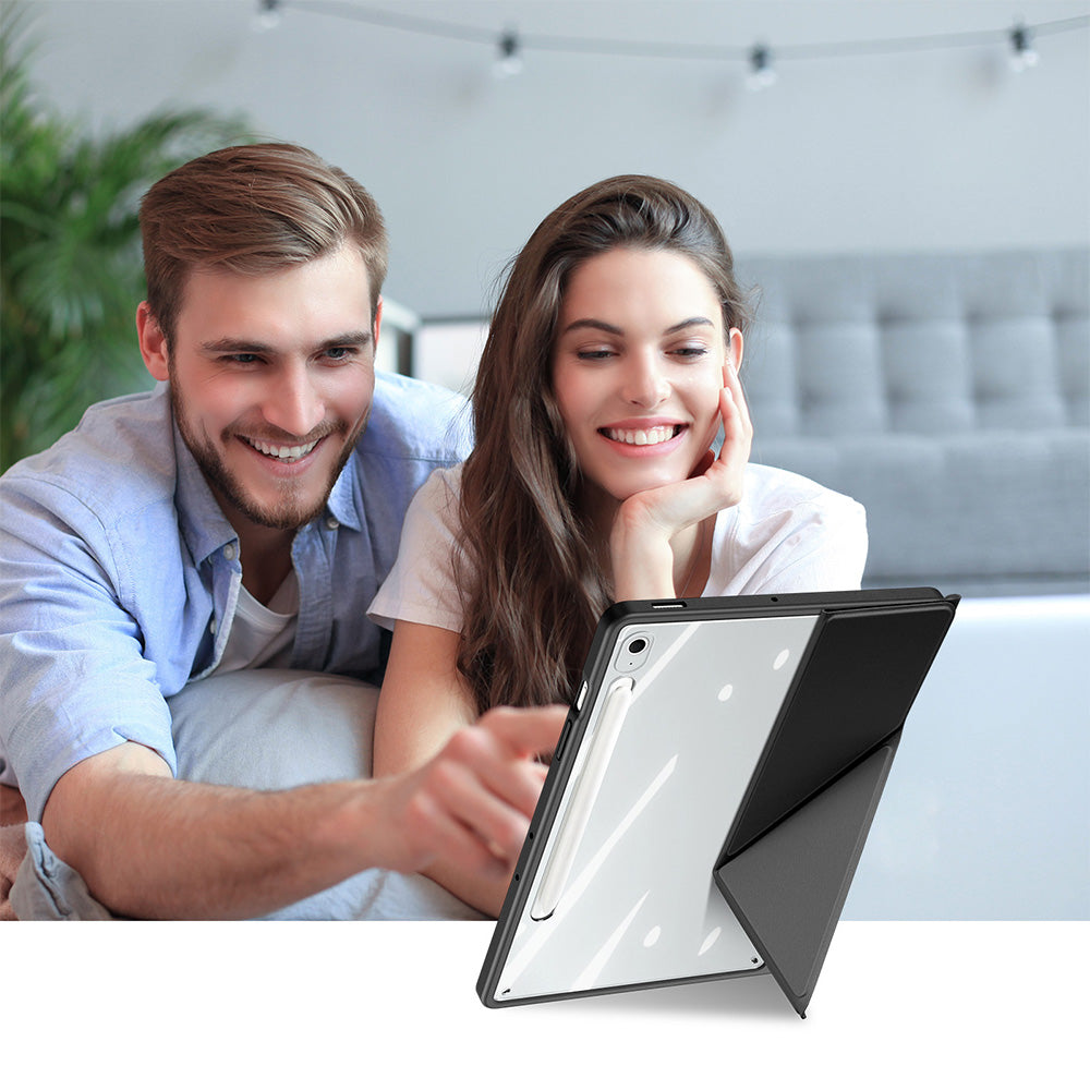Schutzhülle mit Klappe für Galaxy Tab S10 FE Plus, Dux Ducis Magi, Transparent und Schwarz