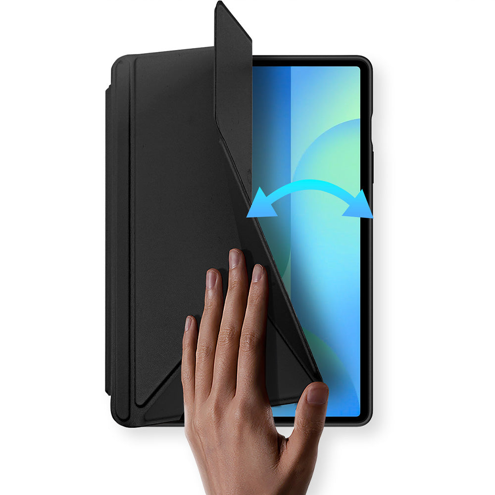 Schutzhülle mit Klappe für Galaxy Tab S10 FE Plus, Dux Ducis Magi, Transparent und Schwarz