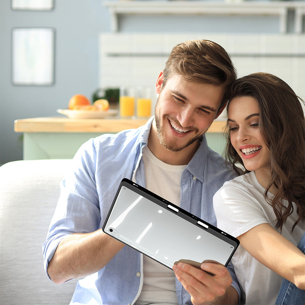 Schutzhülle mit Klappe für Galaxy Tab S10 FE Plus, Dux Ducis Magi, Transparent und Schwarz