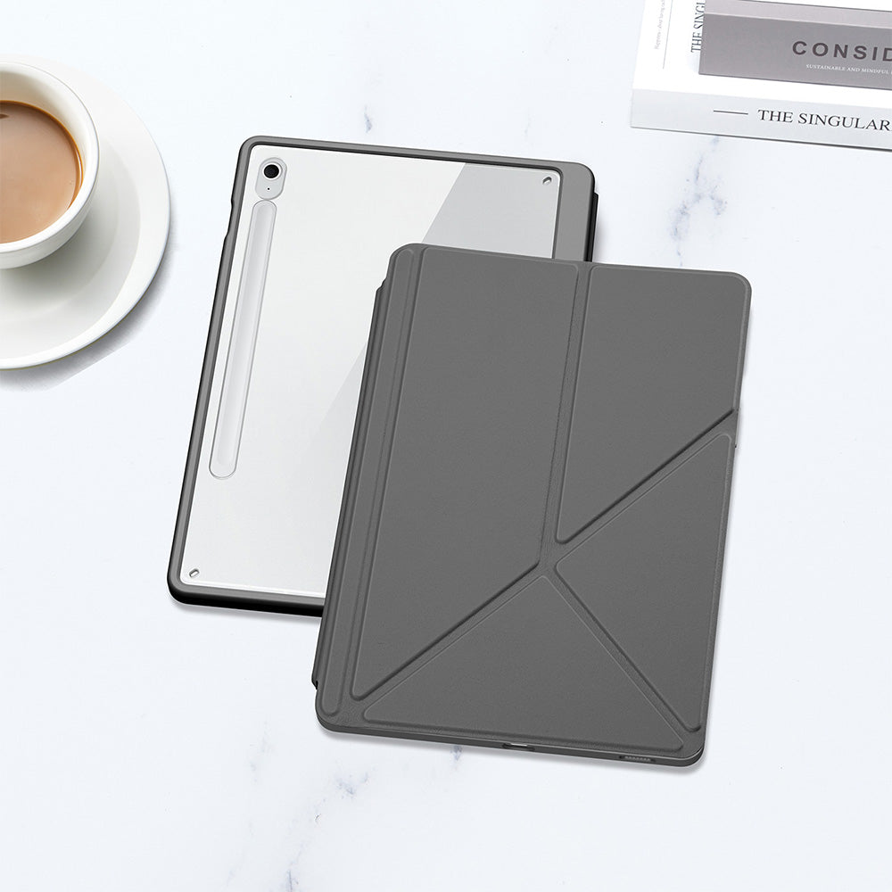 Schutzhülle mit Klappe für Galaxy Tab S10 FE Plus, Dux Ducis Magi, Transparent und Grau