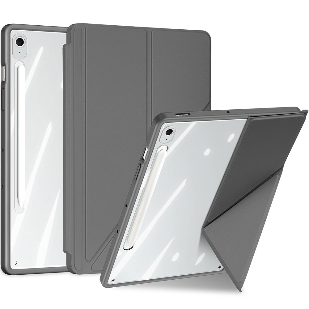 Schutzhülle mit Klappe für Galaxy Tab S10 FE Plus, Dux Ducis Magi, Transparent und Grau