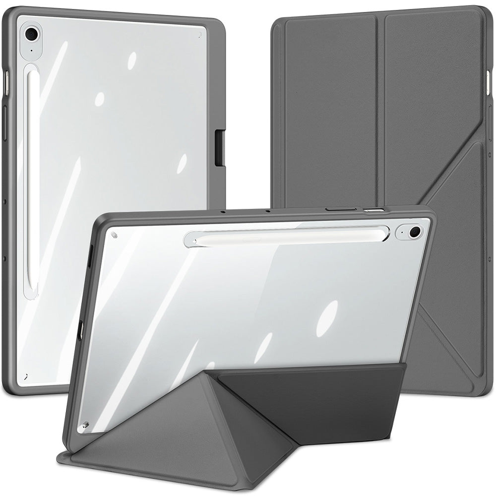 Schutzhülle mit Klappe für Galaxy Tab S10 FE Plus, Dux Ducis Magi, Transparent und Grau