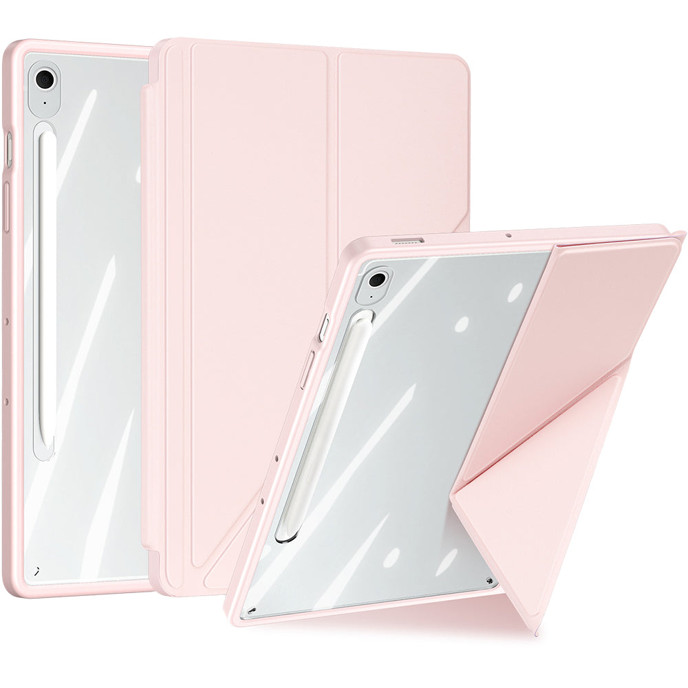 Schutzhülle mit Klappe für Galaxy Tab S10 FE Plus, Dux Ducis Magi, Transparent und Rosa