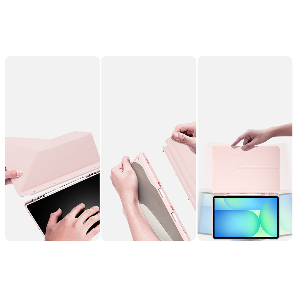 Schutzhülle mit Klappe für Galaxy Tab S10 FE Plus, Dux Ducis Magi, Transparent und Rosa