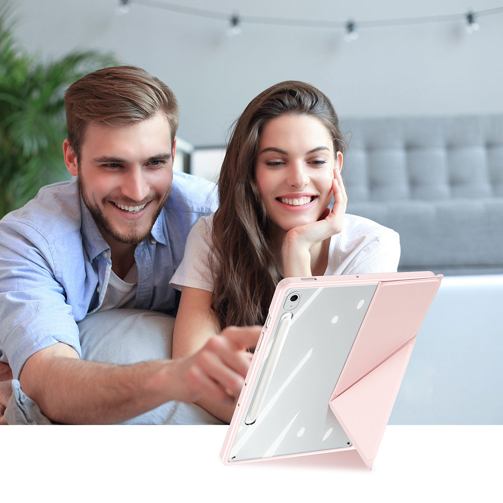 Schutzhülle mit Klappe für Galaxy Tab S10 FE Plus, Dux Ducis Magi, Transparent und Rosa