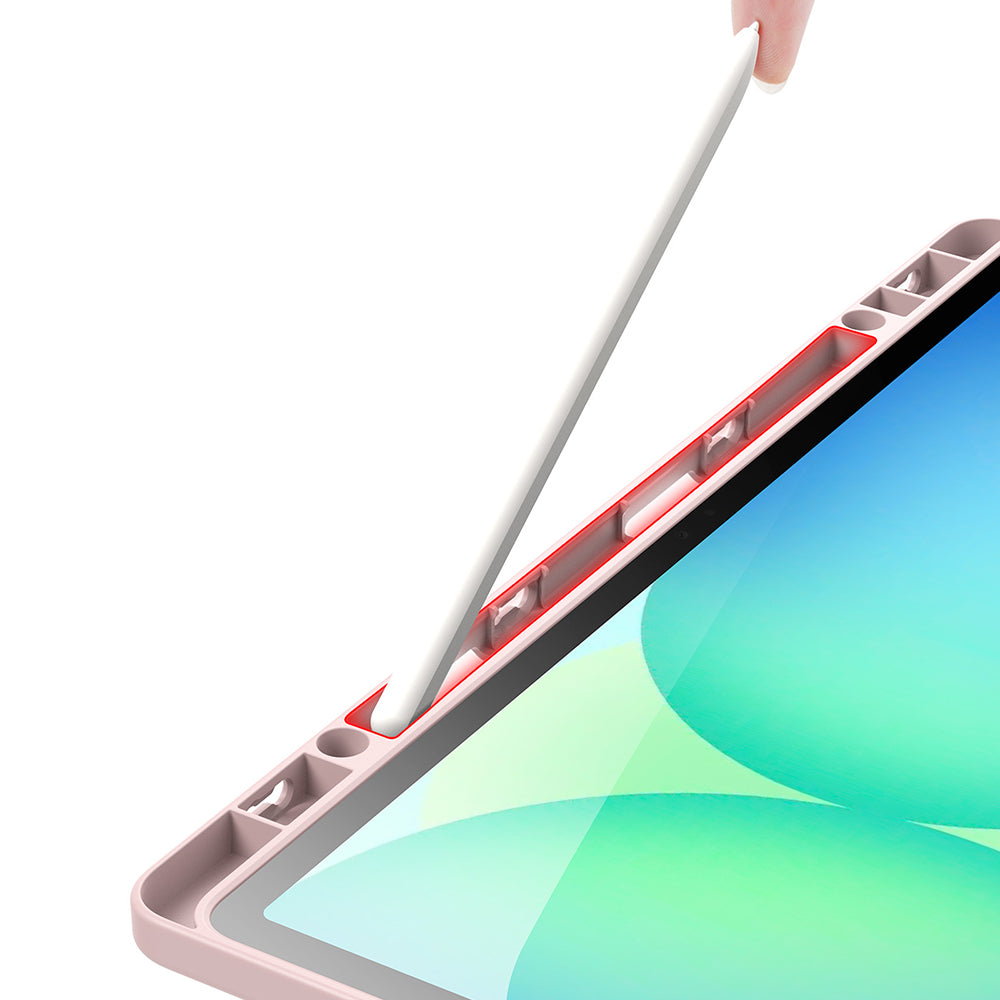 Schutzhülle mit Klappe für Galaxy Tab S10 FE Plus, Dux Ducis Magi, Transparent und Rosa