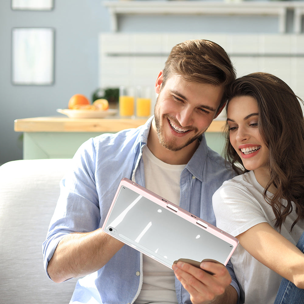 Schutzhülle mit Klappe für Galaxy Tab S10 FE Plus, Dux Ducis Magi, Transparent und Rosa
