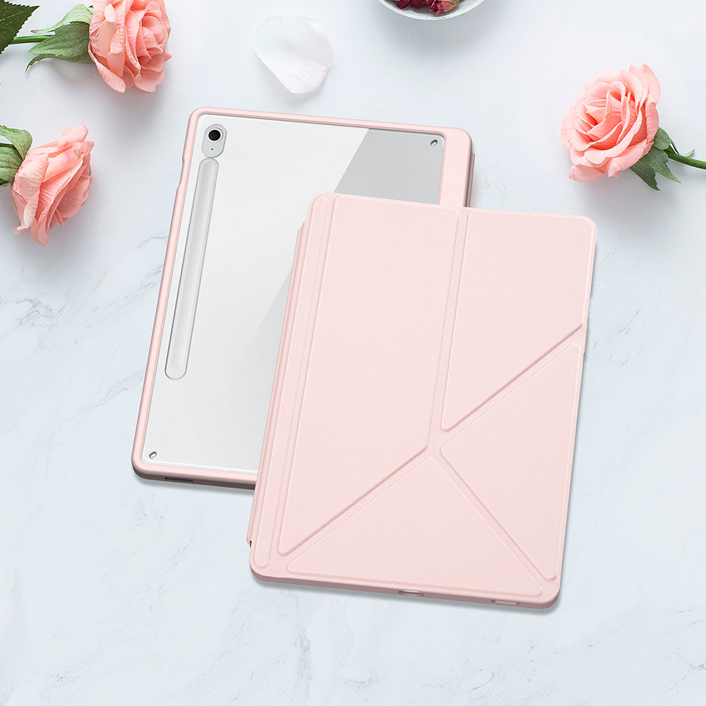 Schutzhülle mit Klappe für Galaxy Tab S10 FE Plus, Dux Ducis Magi, Transparent und Rosa