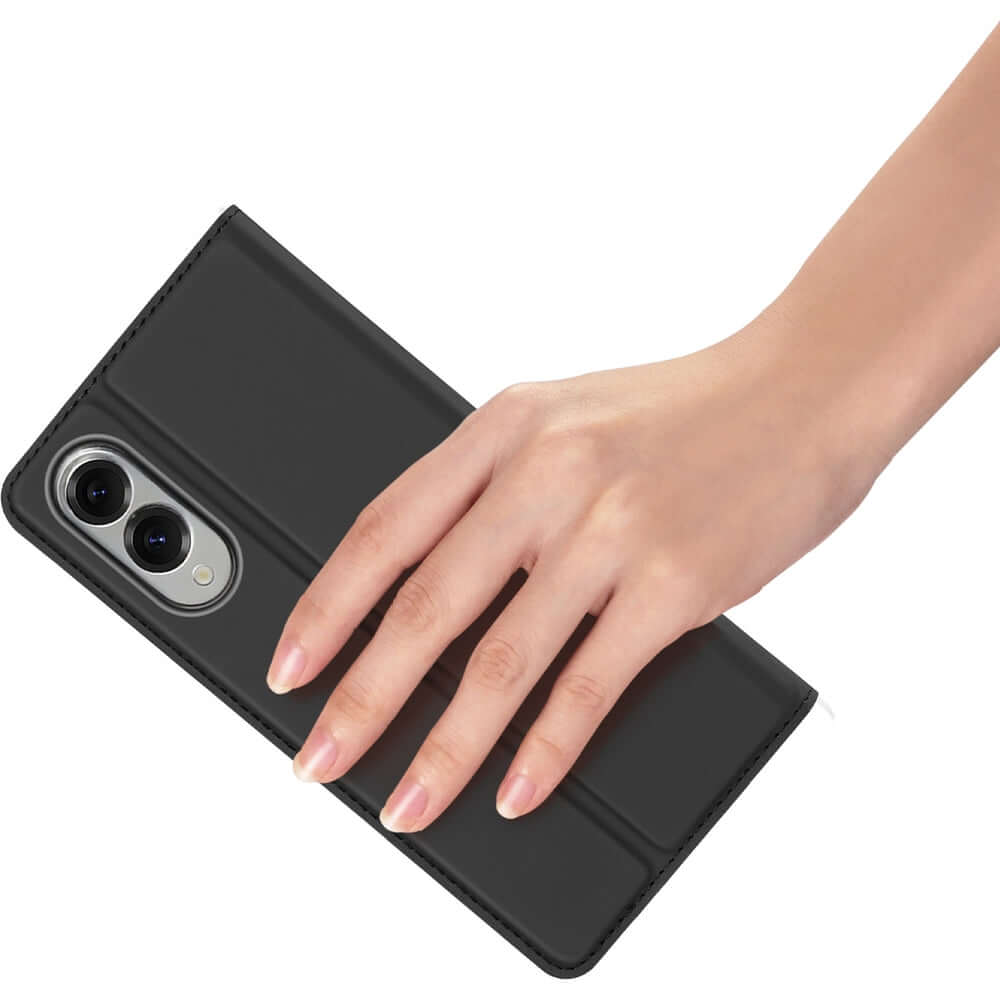Handyhülle mit Klappe für Galaxy S25 Edge, Dux Ducis Skin Pro, Schwarz
