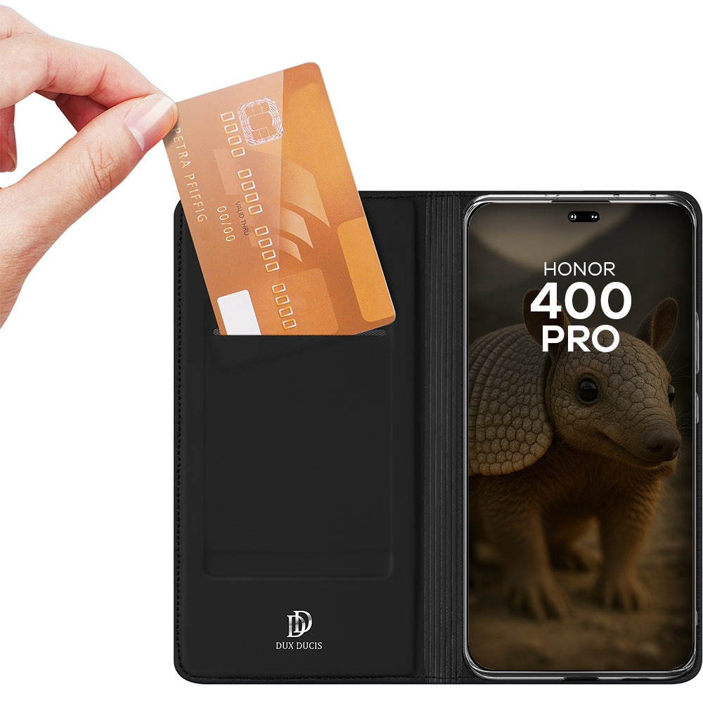 Handyhülle mit Klappe für Honor 400 Pro, Dux Ducis Skin Pro, Schwarz