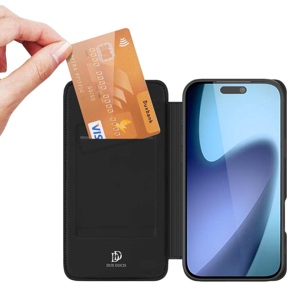 Handyhülle mit Klappe für iPhone 17, Dux Ducis Skin Pro, Schwarz