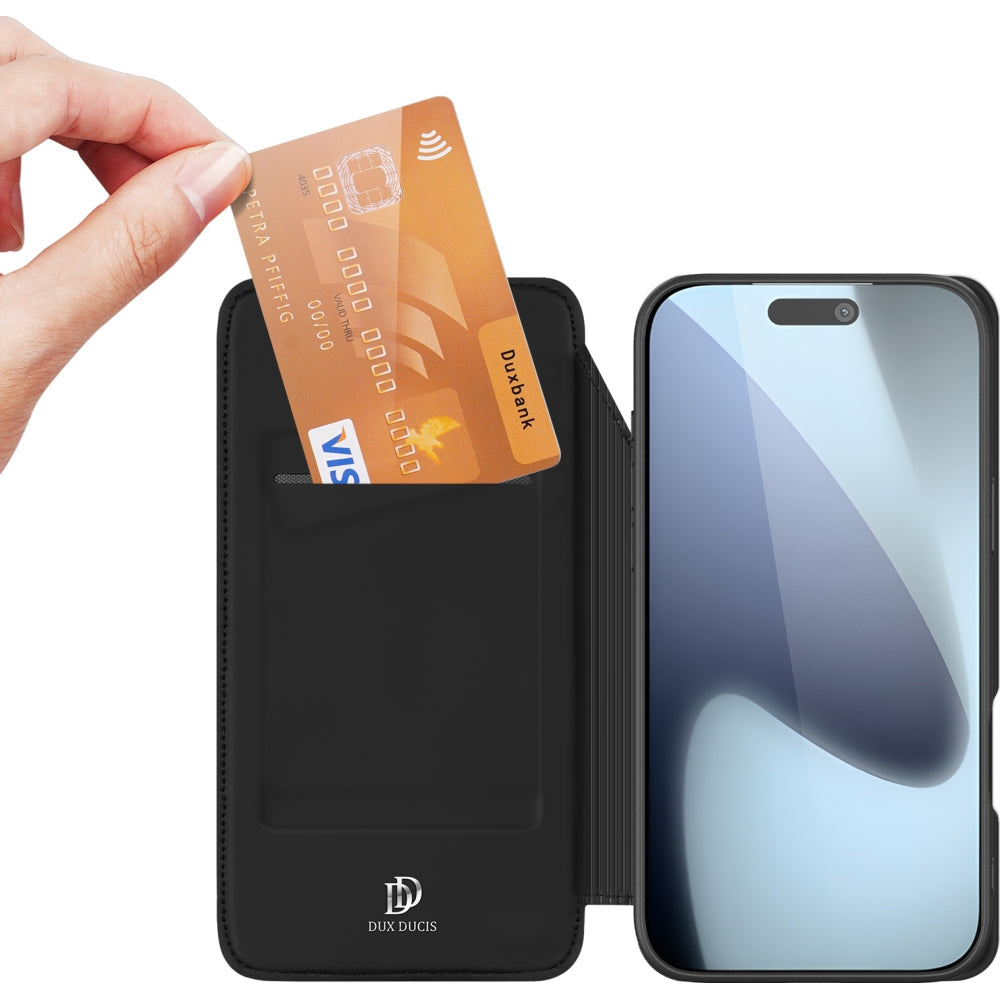 Handyhülle mit Klappe für iPhone 17 Pro, Dux Ducis Skin Pro, Schwarz