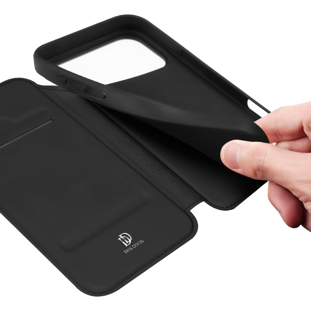 Handyhülle mit Klappe für iPhone 17 Pro, Dux Ducis Skin Pro, Schwarz