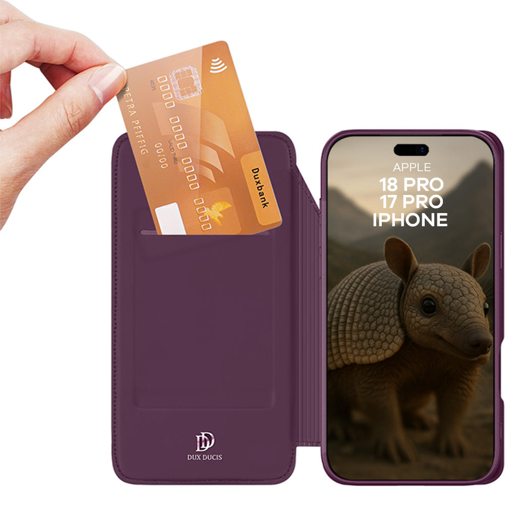 Handyhülle mit Klappe für iPhone 18 Pro / 17 Pro, Dux Ducis Skin Pro, Burgunderrot (2/10)