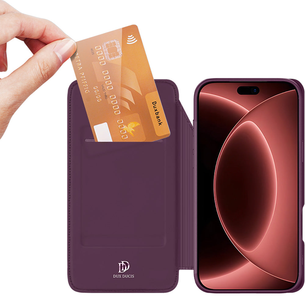 Handyhülle mit Klappe für iPhone 18 Pro / 17 Pro, Dux Ducis Skin Pro, Burgunderrot (3/10)