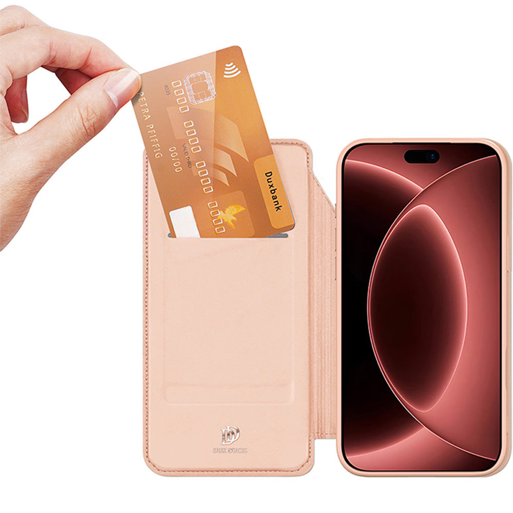 Handyhülle mit Klappe für iPhone 18 Pro / 17 Pro, Dux Ducis Skin Pro, Rosagold (3/11)